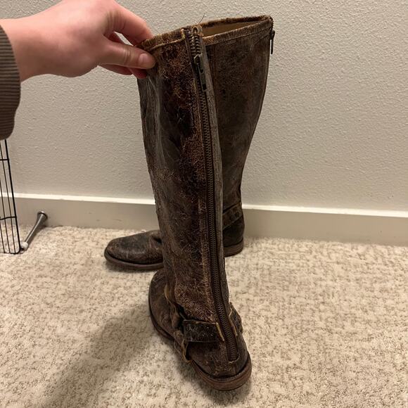 Frye 'Phillip' Cracked Distressed Leather Studded Riding Boot - 8 - Picture 7 of 9